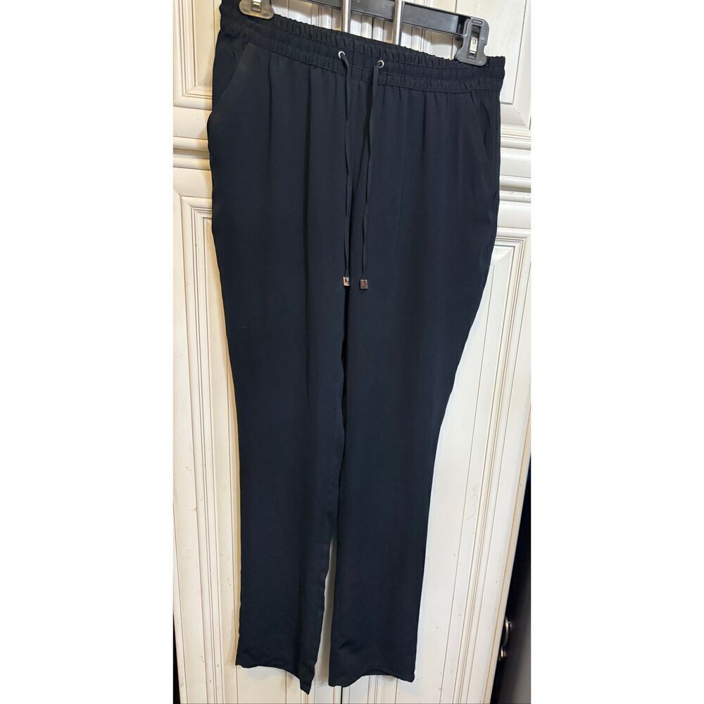Mango Suit Women's Drawstring Elastic Waist Tapered Trouser Pants Black Size XXS